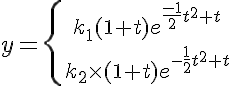 5$y=\{{\ k{_1}(1+t)e^{\frac{-1}{2}t^2+t}\atop\ k_{2}\times(1+t)e^{-\frac{1}{2}t^2+t}}\. 